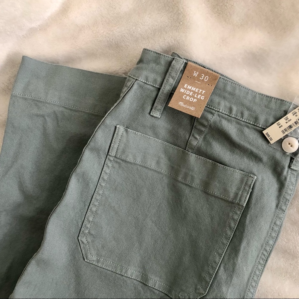 Sage Green Madewell Emmett Wide-Leg Crop Pants